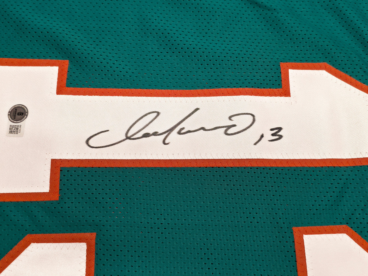Miami Dolphins Dan Marino Autographed Teal Jersey Beckett BAS Witness Stock #256917