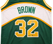 Seattle Supersonics Downtown Fred Brown Autographed Green Jersey MCS Holo Stock #256702