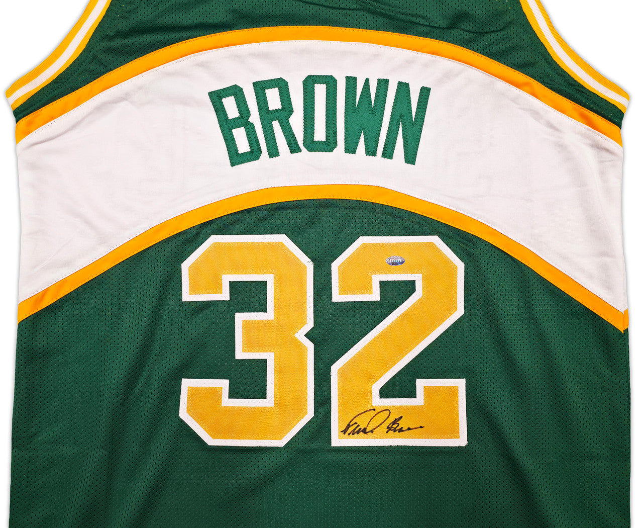Seattle Supersonics Downtown Fred Brown Autographed Green Jersey MCS Holo Stock #256702