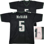 Philadelphia Eagles Donovan McNabb Autographed Black Jersey Beckett BAS Witness Stock #256860