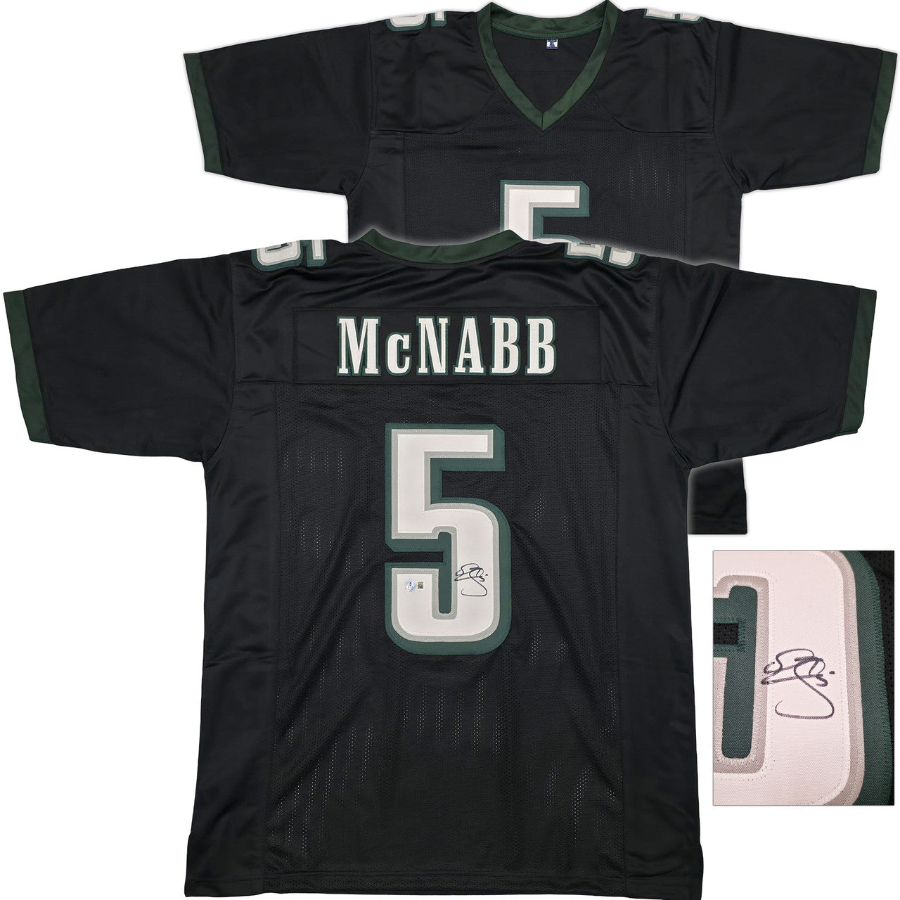 Philadelphia Eagles Donovan McNabb Autographed Black Jersey Beckett BAS Witness Stock #256860