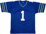 Seattle Seahawks Pete Carroll Autographed Blue Jersey Beckett BAS QR Stock #256902