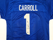 Seattle Seahawks Pete Carroll Autographed Blue Jersey Beckett BAS QR Stock #256903