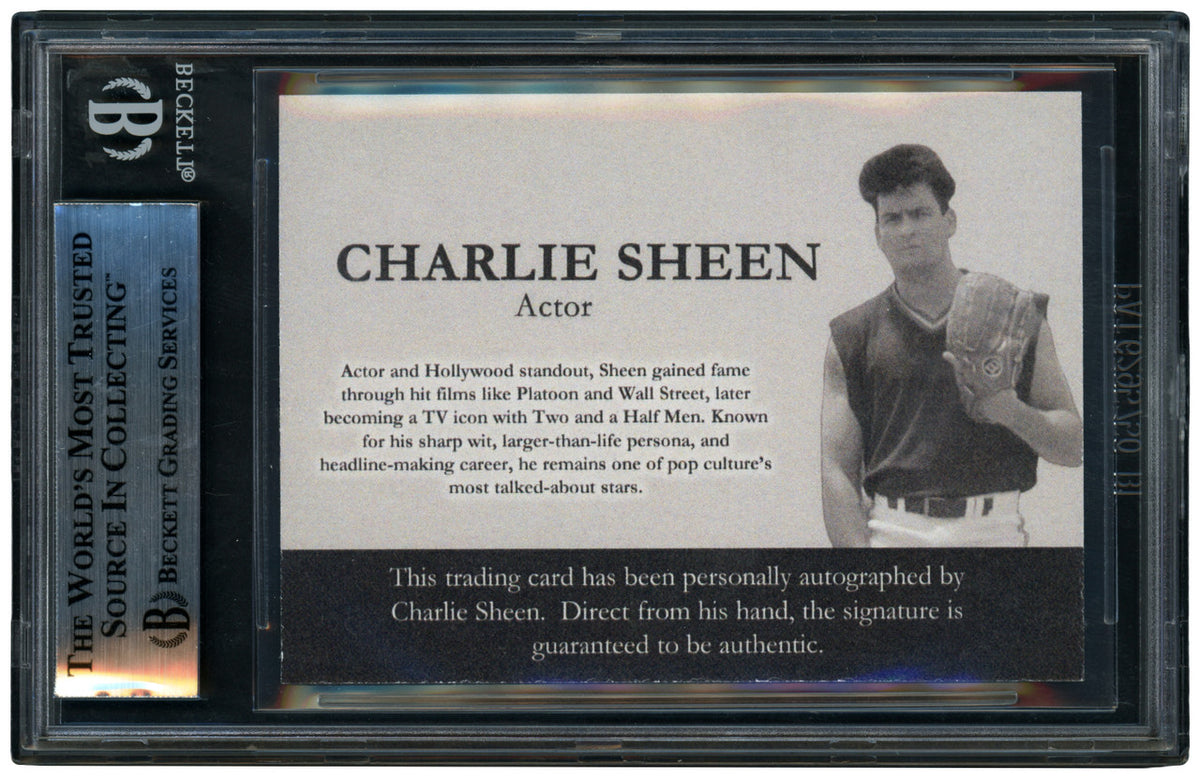 Charlie Sheen Autographed Major League Trading Card Rick Vaughn Beckett BAS Stock #256728