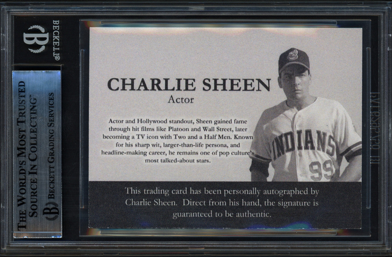 Charlie Sheen Autographed Major League Trading Card Rick Vaughn Beckett BAS Stock #256729