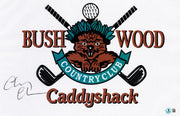 Chevy Chase Autographed 12x18 White Caddyshack Pin Flag Beckett BAS QR Stock #256733