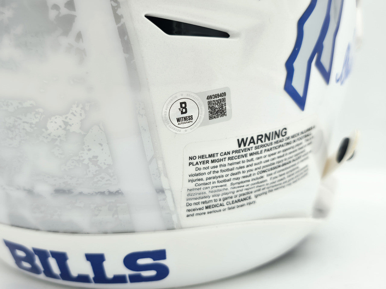 Jim Kelly, Thurman Thomas & Andre Reed Autographed Buffalo Bills Rivalries White Full Size Authentic Hyper Speed Flex Helmet Beckett BAS Witness Stock #256868
