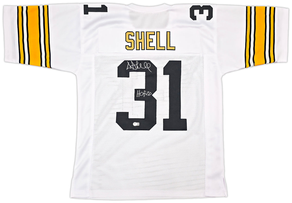 Pittsburgh Steelers Donnie Shell Autographed White Jersey "HOF 20" Beckett BAS Witness Stock #256862