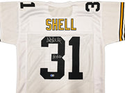 Pittsburgh Steelers Donnie Shell Autographed White Jersey "HOF 20" Beckett BAS Witness Stock #256862