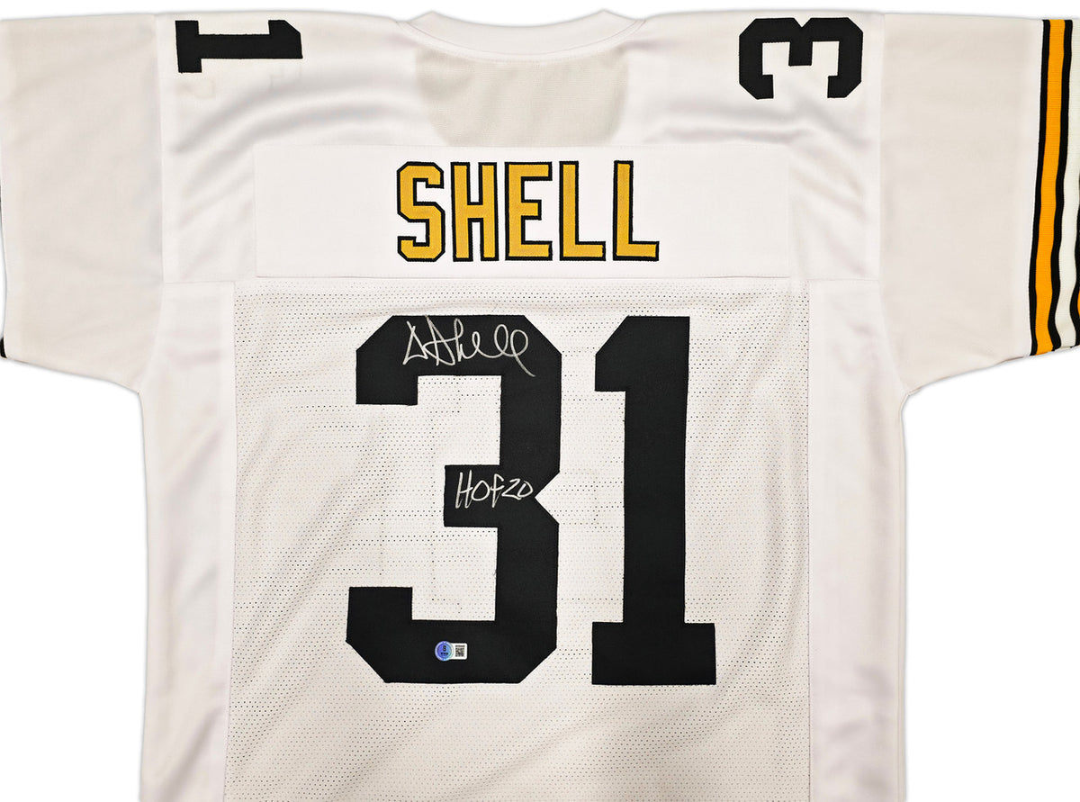 Pittsburgh Steelers Donnie Shell Autographed White Jersey "HOF 20" Beckett BAS Witness Stock #256862
