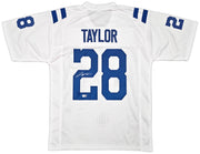Indianapolis Colts Jonathan Taylor Autographed White Jersey Beckett BAS Witness Stock #256915