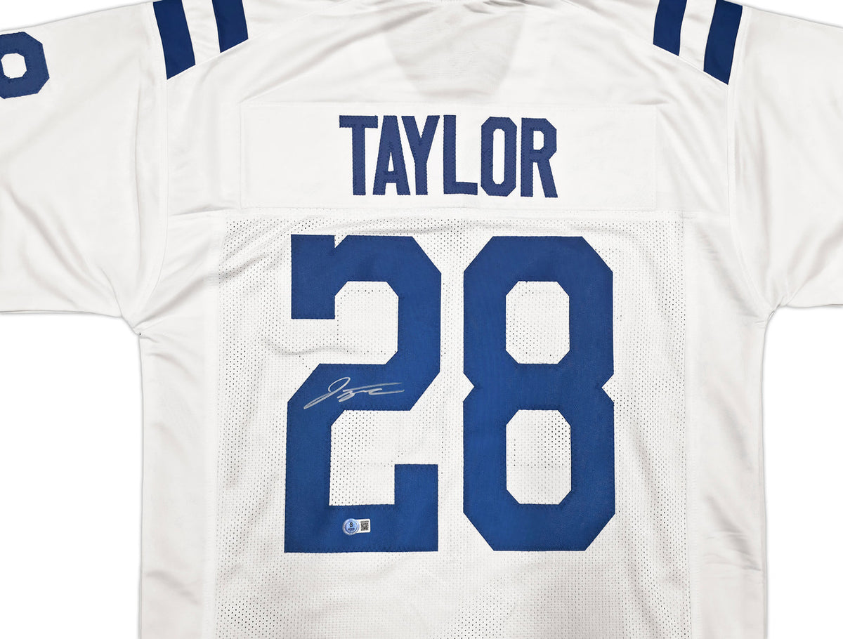 Indianapolis Colts Jonathan Taylor Autographed White Jersey Beckett BAS Witness Stock #256915