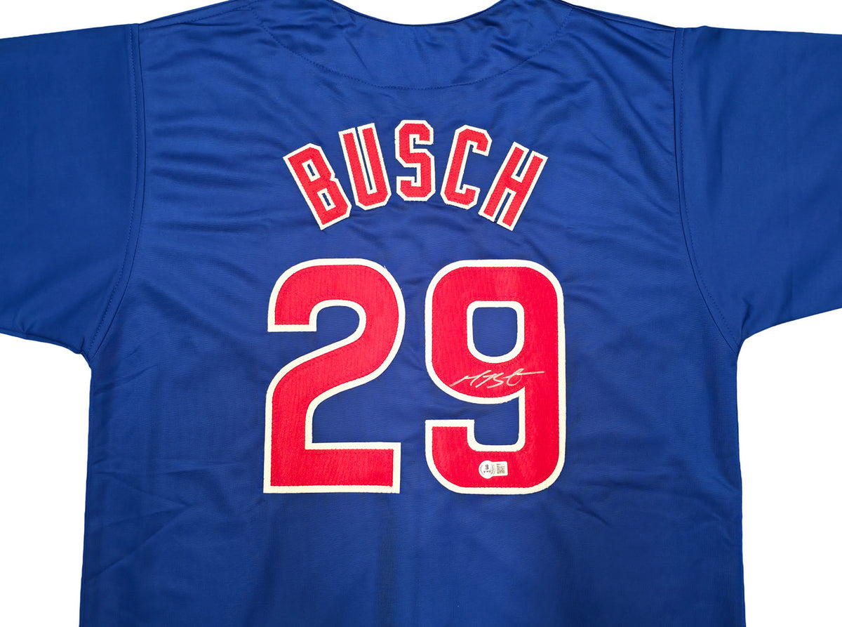 Chicago Cubs Michael Busch Autographed Blue Jersey Beckett BAS Witness Stock #256913