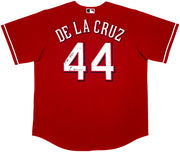 Cincinnati Reds Elly De La Cruz Autographed Red Nike Jersey Size L "1st HR 6/8/23" Beckett BAS Witness Stock #256881