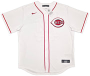 Cincinnati Reds Elly De La Cruz Autographed White Nike Jersey Size XL Beckett BAS Witness Stock #256884