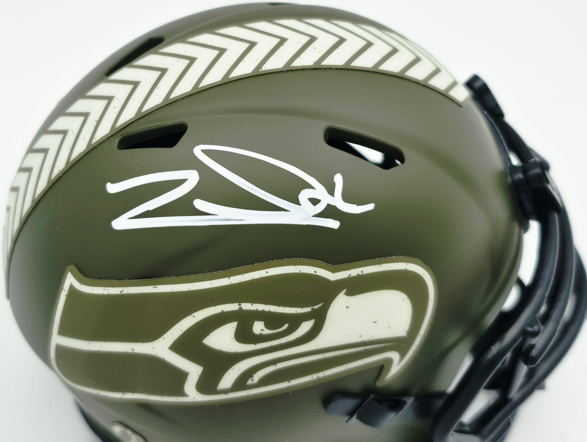 Zach Charbonnet Autographed Seattle Seahawks Army Green Salute to Service Speed Mini Helmet MCS Holo Stock #256969