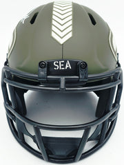 Zach Charbonnet Autographed Seattle Seahawks Army Green Salute to Service Speed Mini Helmet MCS Holo Stock #256969