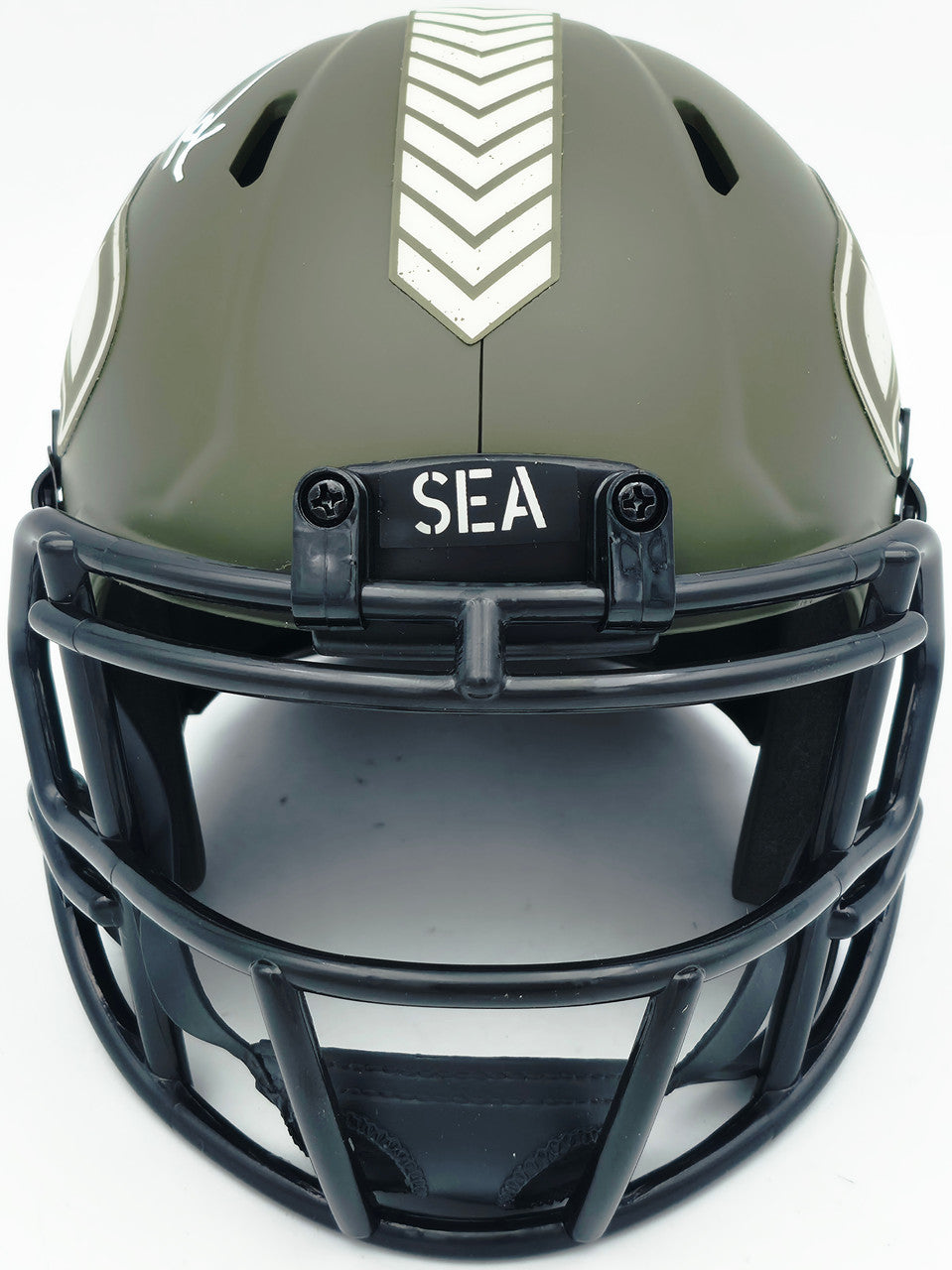 Zach Charbonnet Autographed Seattle Seahawks Army Green Salute to Service Speed Mini Helmet MCS Holo Stock #256969