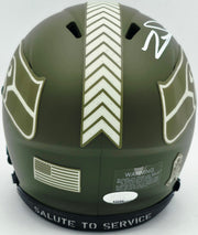 Zach Charbonnet Autographed Seattle Seahawks Army Green Salute to Service Speed Mini Helmet MCS Holo Stock #256969
