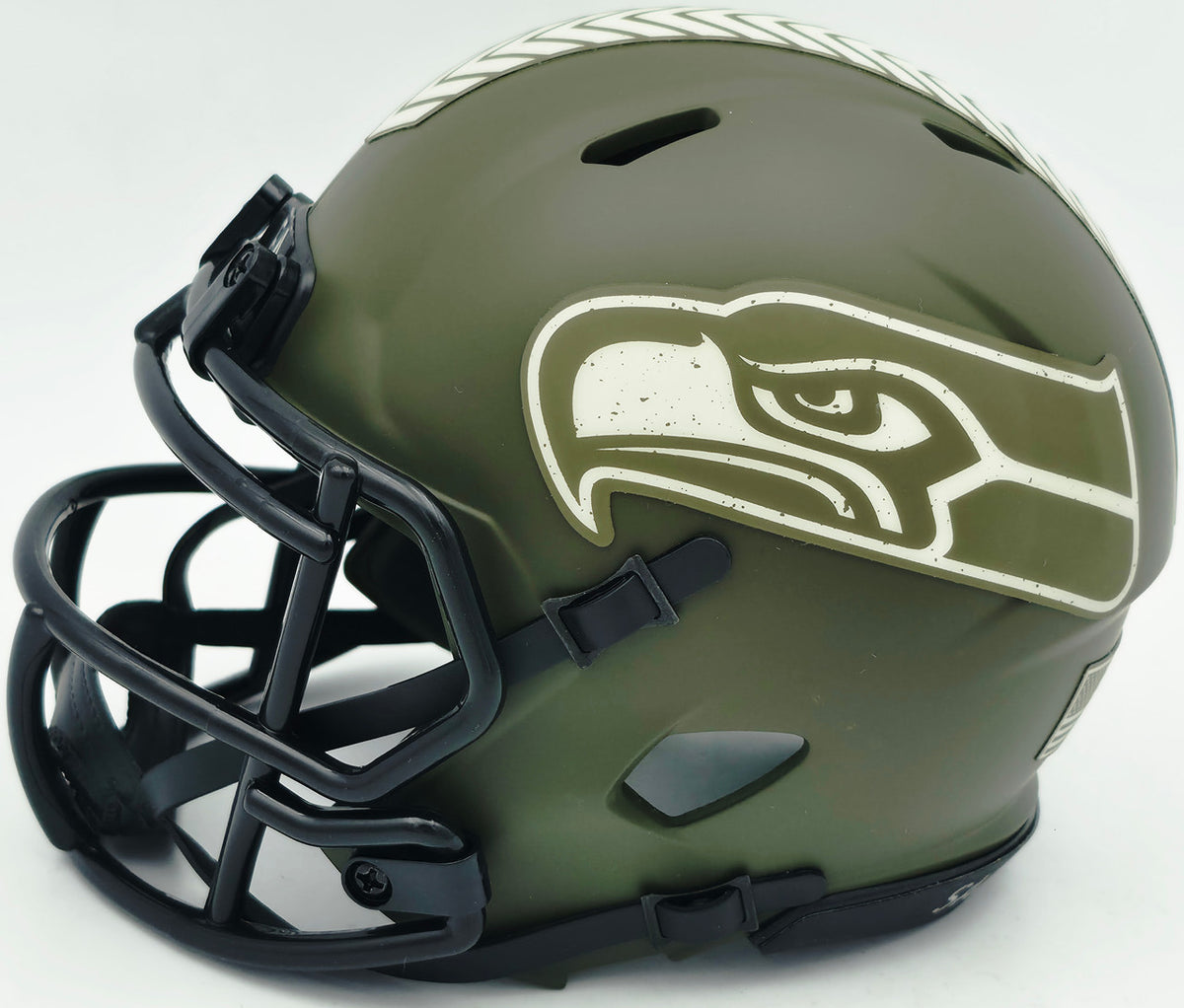 Zach Charbonnet Autographed Seattle Seahawks Army Green Salute to Service Speed Mini Helmet MCS Holo Stock #256969