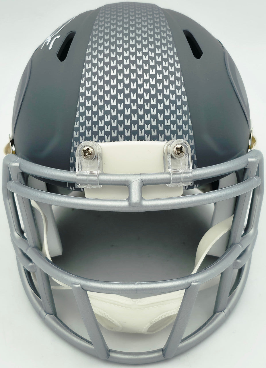 Zach Charbonnet Autographed Seattle Seahawks Slate Silver Speed Mini Helmet MCS Holo Stock #256970