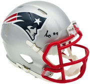 Kayshon Boutte Autographed New England Patriots Silver Speed Mini Helmet Beckett BAS Witness Stock #256984