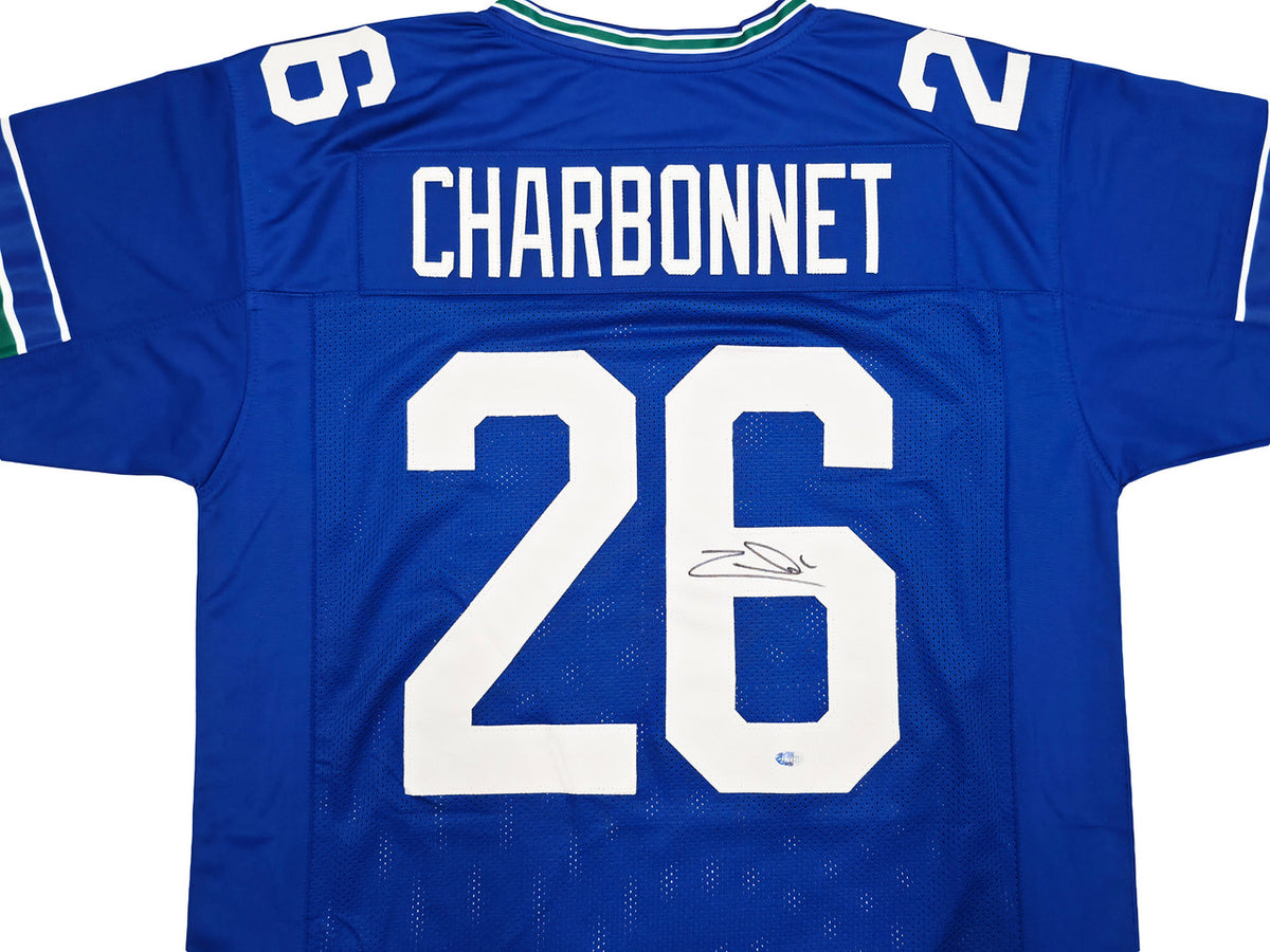 Seattle Seahawks Zach Charbonnet Autographed Blue Throwback Jersey MCS Holo Stock #256977