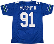 Seattle Seahawks Byron Murphy II Autographed Blue Throwback Jersey MCS Holo Stock #256978