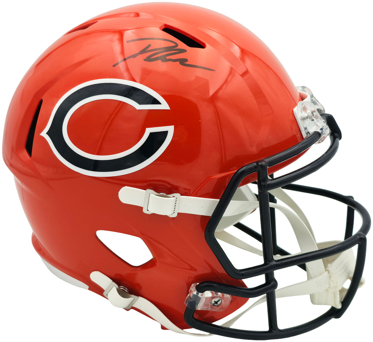 D'Andre Swift Autographed Chicago Bears 2022 Alternate Orange Full Size Speed Replica Helmet Beckett BAS Witness Stock #260053