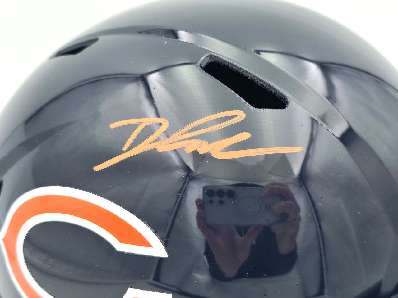 D'Andre Swift Autographed Chicago Bears Blue Full Size Speed Replica Helmet Beckett BAS Witness Stock #260054
