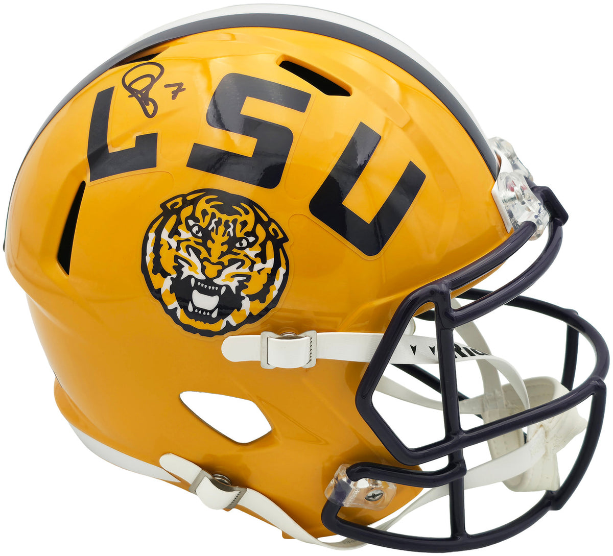 Patrick Peterson Autographed LSU Tigers Yellow Full Size Speed Replica Helmet Beckett BAS Witness Stock #259969