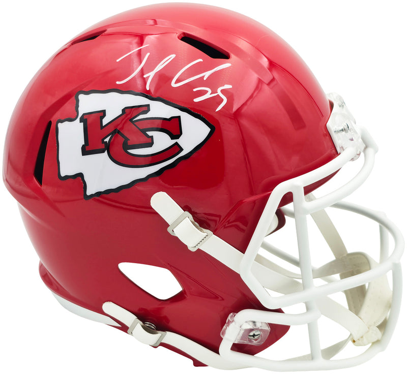 Jamaal Charles Autographed Kansas City Chiefs Red Full Size Speed Replica Helmet Beckett BAS Witness Stock #260051