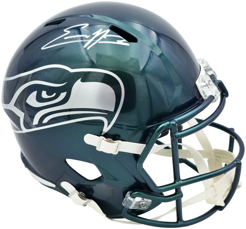 Nick Emmanwori Autographed Seattle Seahawks Metallic Green Rivalries Full Size Speed Replica Helmet Beckett BAS Witness Stock #260082