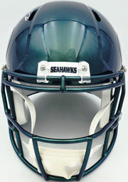 Nick Emmanwori Autographed Seattle Seahawks Metallic Green Rivalries Full Size Speed Replica Helmet Beckett BAS Witness Stock #260082