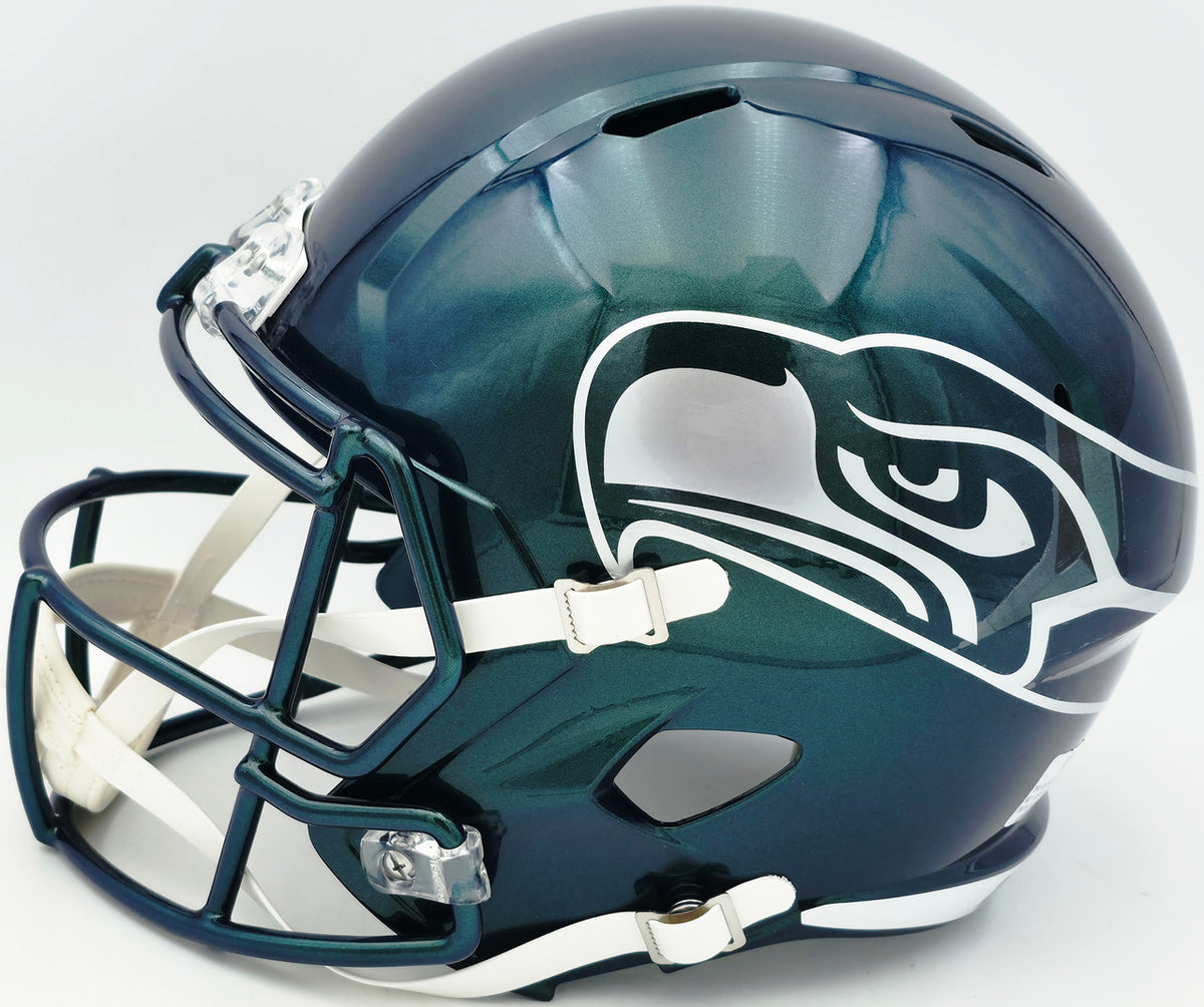 Nick Emmanwori Autographed Seattle Seahawks Metallic Green Rivalries Full Size Speed Replica Helmet Beckett BAS Witness Stock #260082