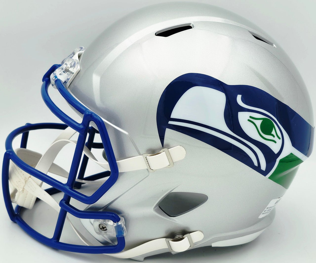 Nick Emmanwori Autographed Seattle Seahawks 1983-2001 Throwback Silver Full Size Speed Replica Helmet Beckett BAS Witness Stock #260085