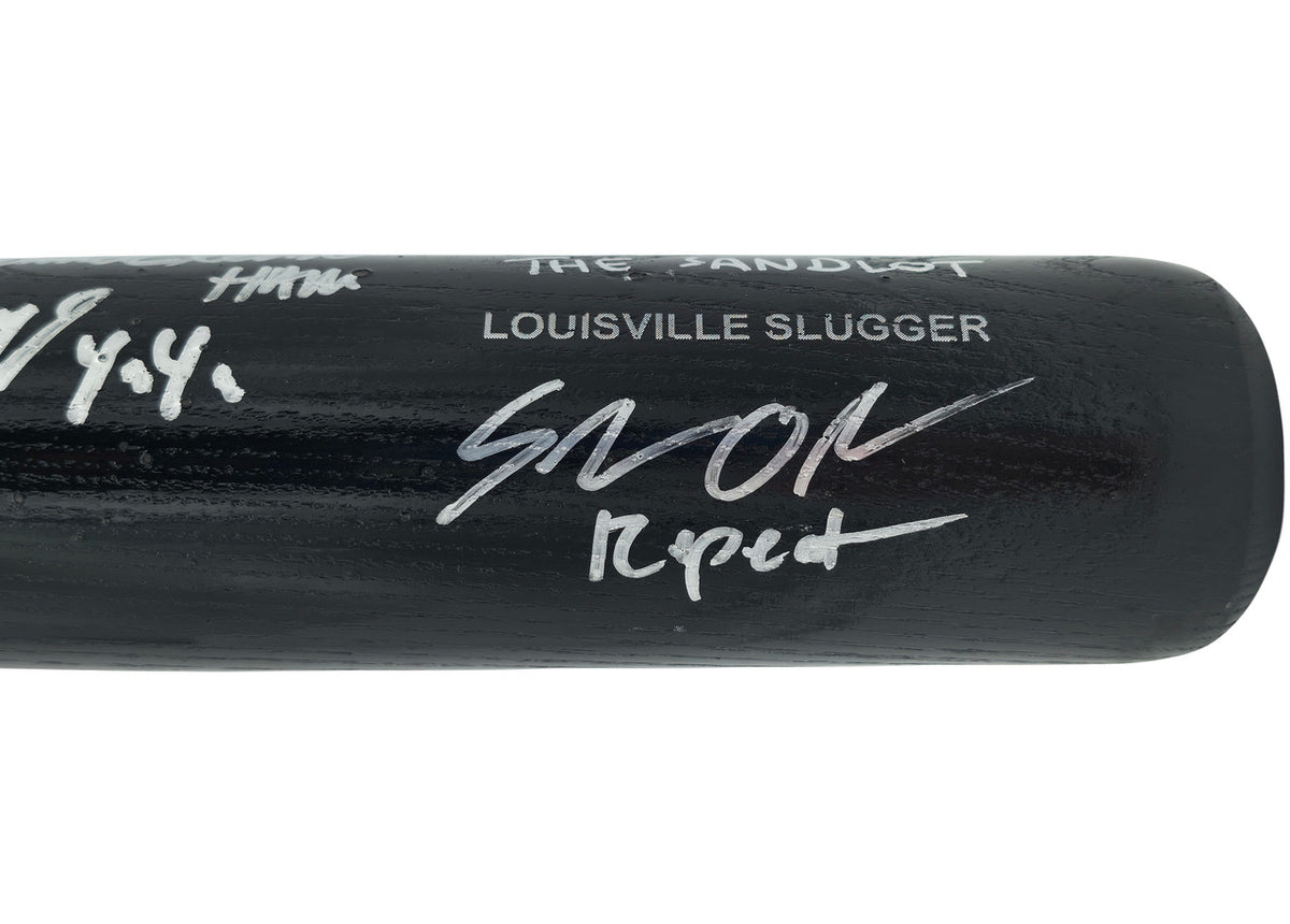 The Sandlot Movie Cast Autographed Black Louisville Slugger Baseball Bat With 8 Signatures Beckett BAS Witness Stock #260068