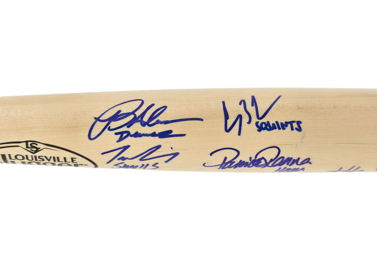 The Sandlot Movie Cast Autographed Black Louisville Slugger Baseball Bat With 8 Signatures Beckett BAS Witness Stock #260068