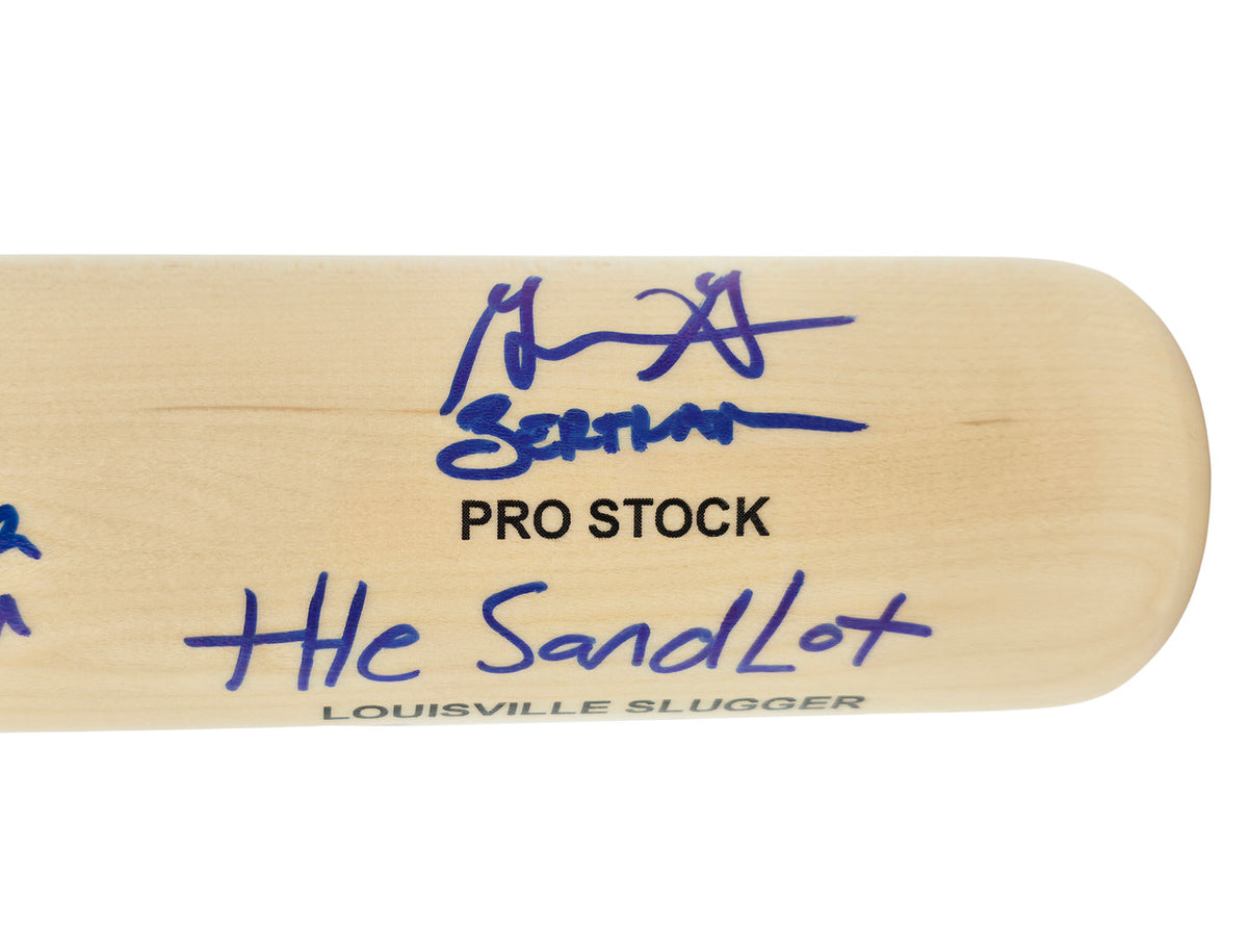 The Sandlot Movie Cast Autographed Black Louisville Slugger Baseball Bat With 8 Signatures Beckett BAS Witness Stock #260068