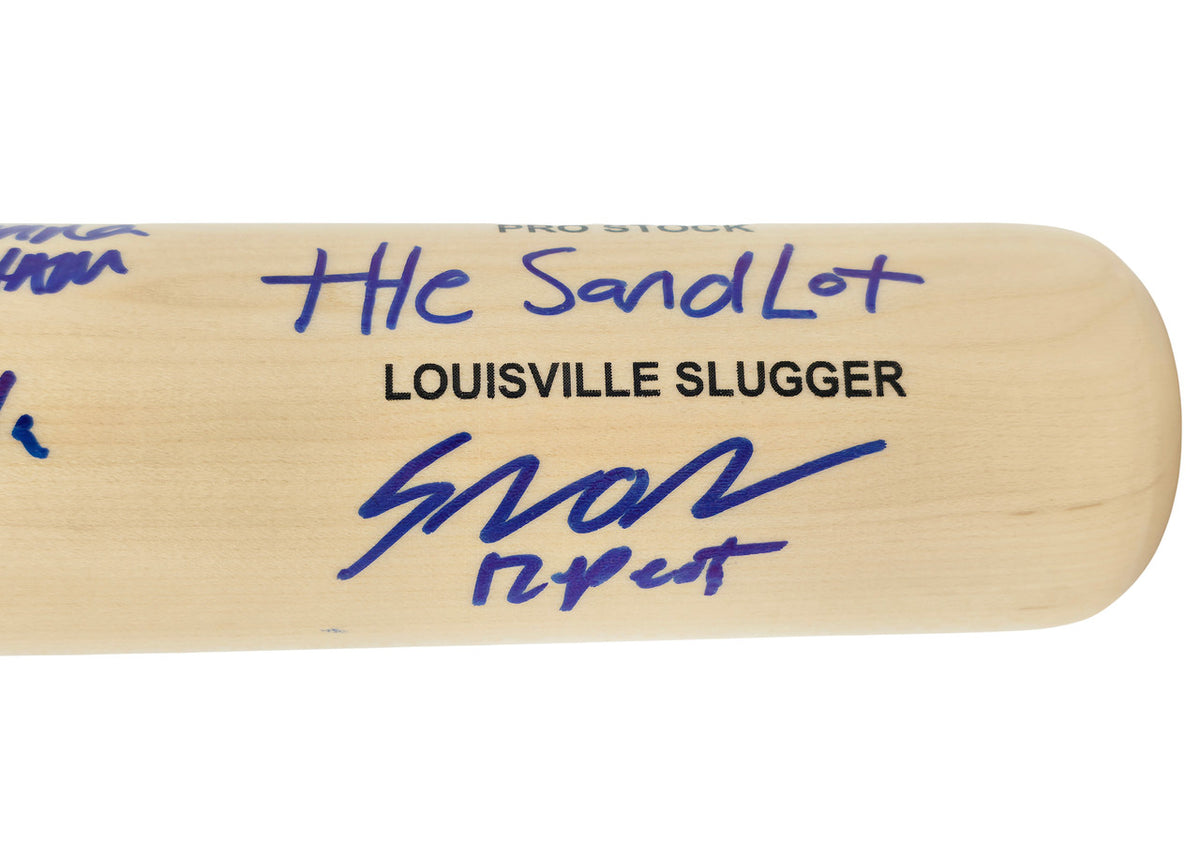 The Sandlot Movie Cast Autographed Black Louisville Slugger Baseball Bat With 8 Signatures Beckett BAS Witness Stock #260068