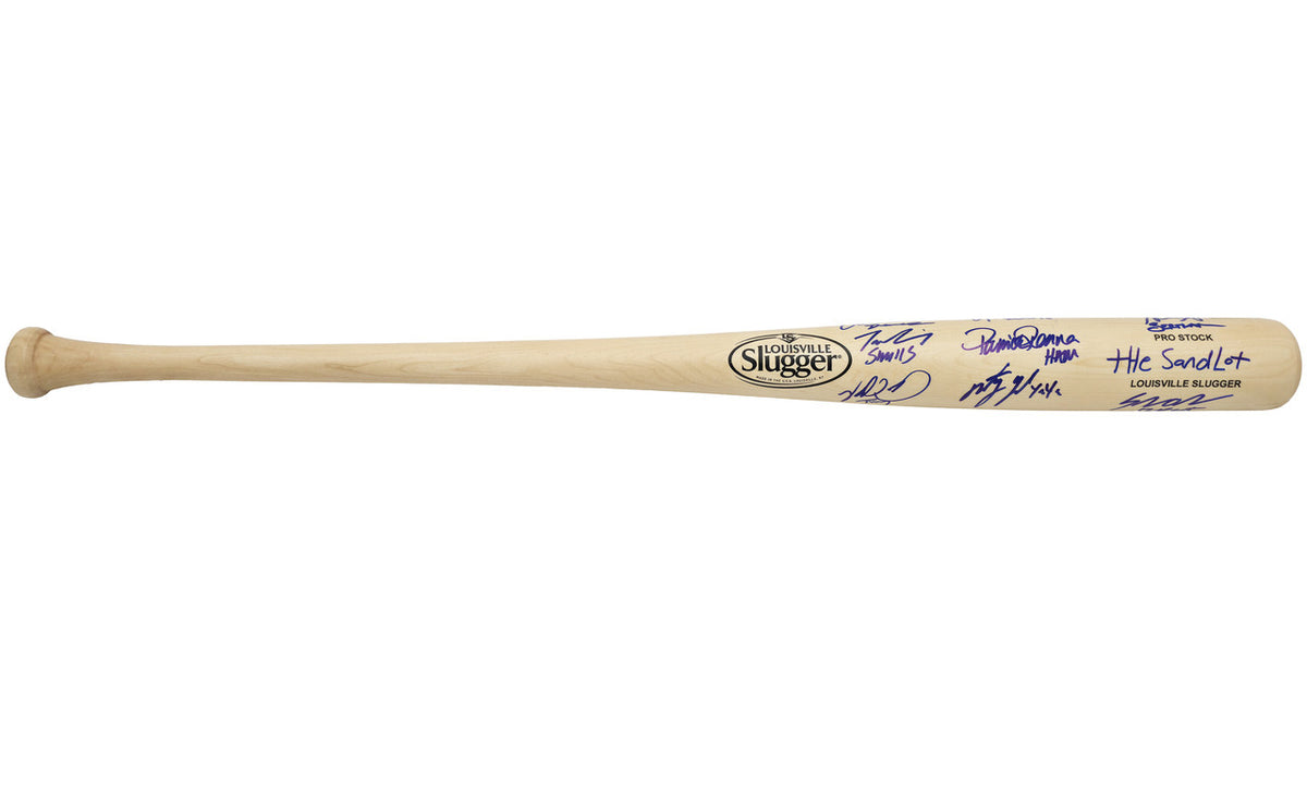 The Sandlot Movie Cast Autographed Black Louisville Slugger Baseball Bat With 8 Signatures Beckett BAS Witness Stock #260068
