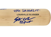 The Sandlot Movie Cast Autographed Blonde Louisville Slugger Baseball Bat With 8 Signatures Beckett BAS Witness Stock #260070