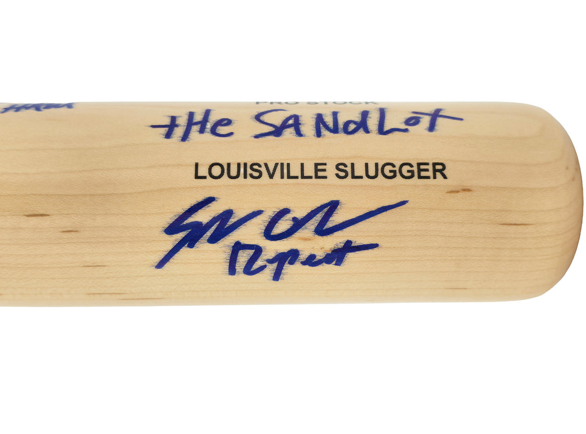 The Sandlot Movie Cast Autographed Blonde Louisville Slugger Baseball Bat With 8 Signatures Beckett BAS Witness Stock #260070