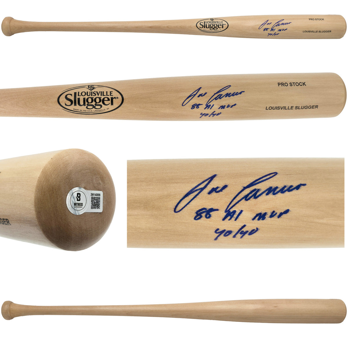 Jose Canseco Autographed Blonde Louisville Slugger Pro Stock Baseball Bat Oakland A's "88 AL MVP 40/40" Beckett BAS Witness Stock #259979