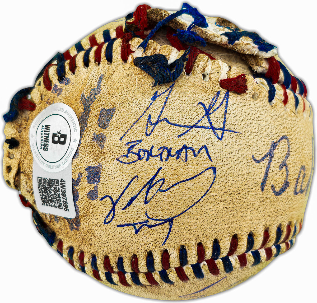 The Sandlot Movie Cast Autographed Replica Babe Ruth Signed Movie Prop Baseball With 8 Signatures Beckett BAS Witness Stock #260067