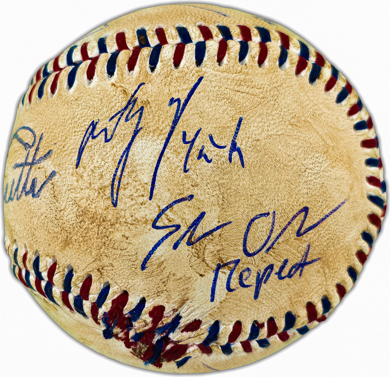 The Sandlot Movie Cast Autographed Replica Babe Ruth Signed Movie Prop Baseball With 8 Signatures Beckett BAS Witness Stock #260067