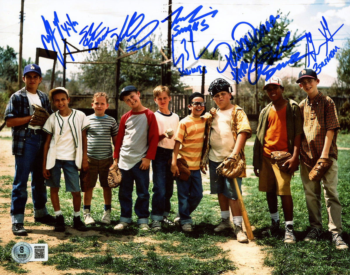 The Sandlot Movie Cast Autographed 16x20 Photo With 8 Signatures Beckett BAS Witness Stock #260065