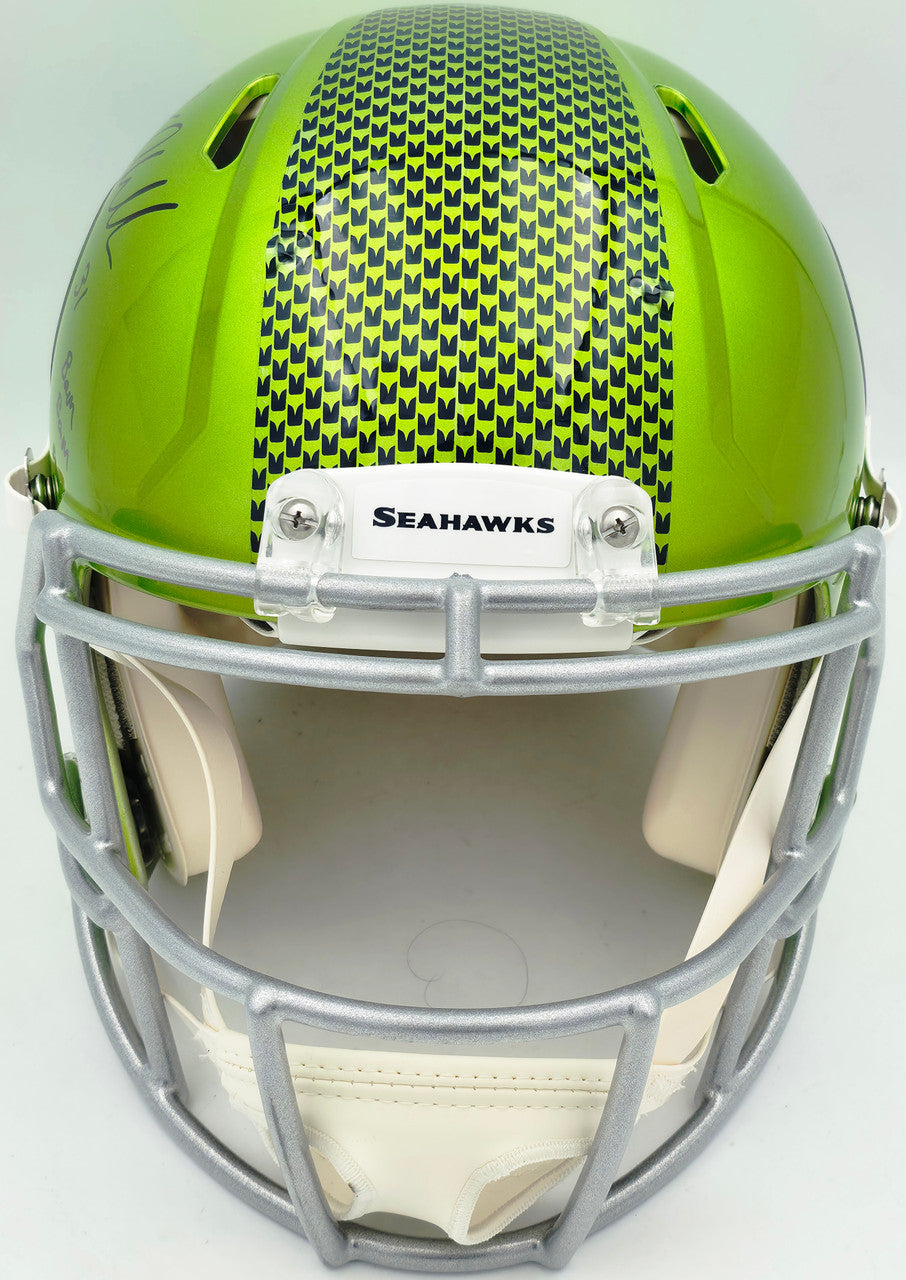 Kam Chancellor Autographed Seattle Seahawks Flash Green Full Size Speed Authentic Helmet "Bam Bam" Beckett BAS Witness Stock #258287