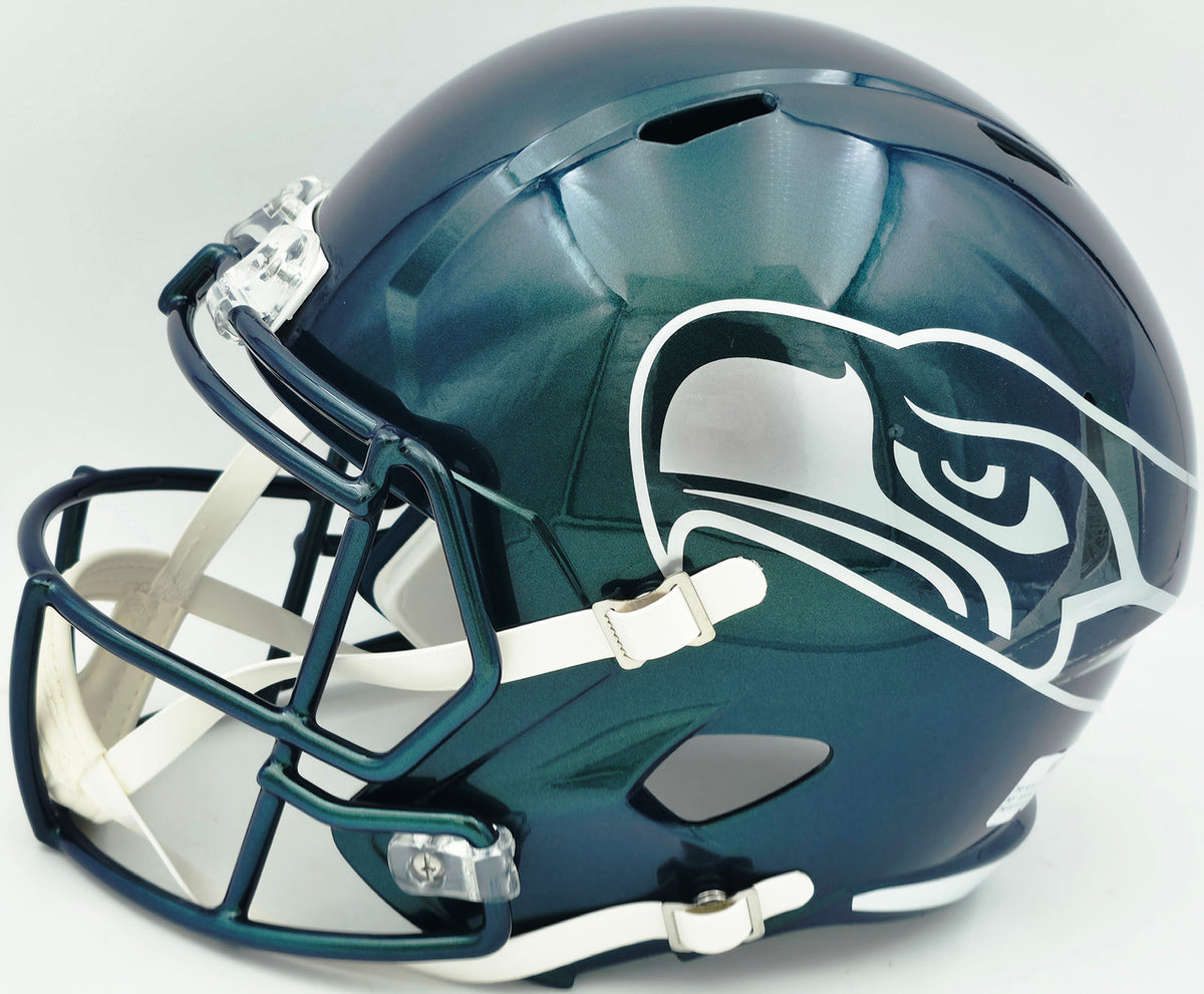 Kam Chancellor Autographed Seattle Seahawks Metallic Green Rivalries Full Size Speed Replica Helmet Beckett BAS Witness Stock #258291