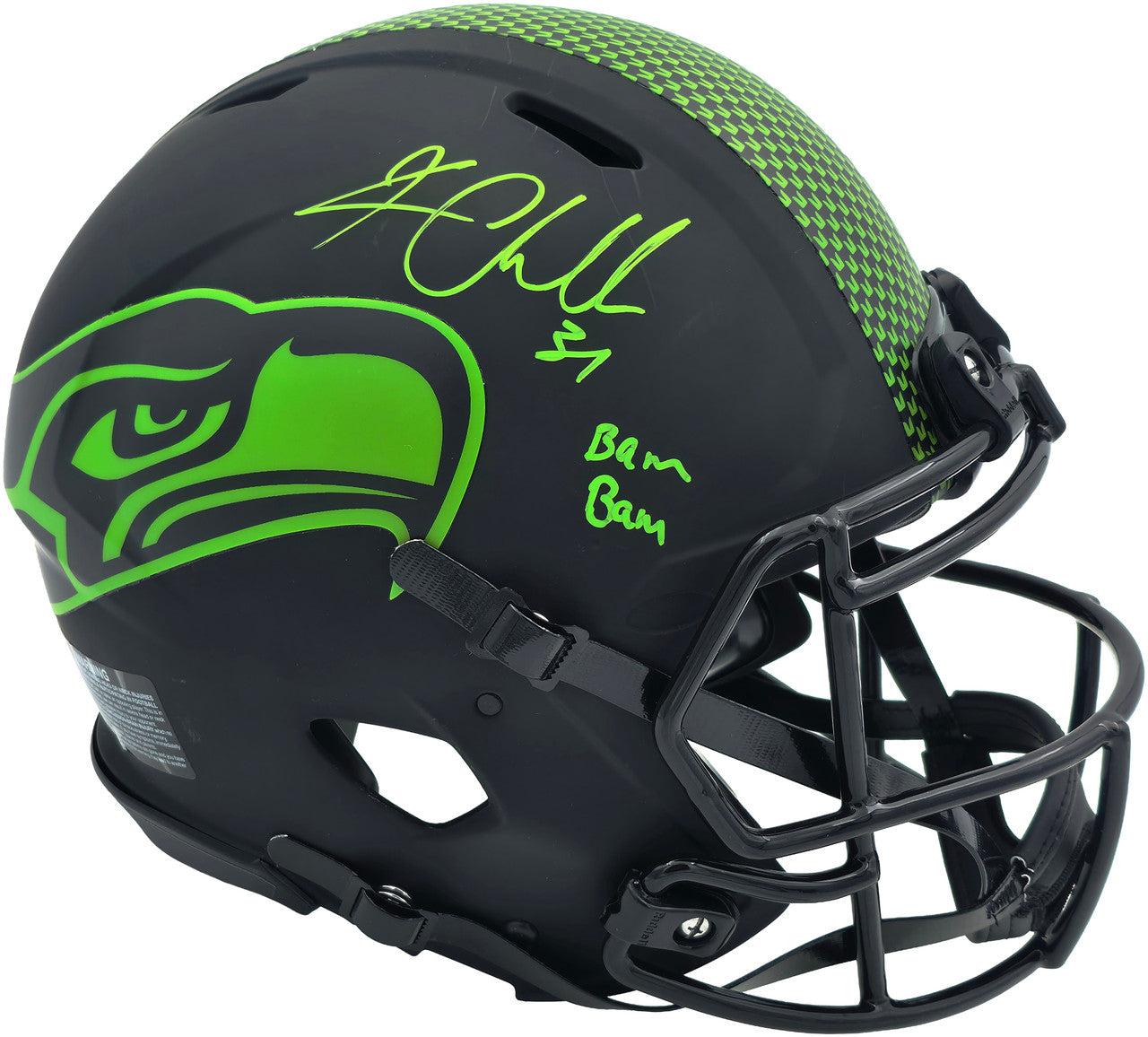 Kam Chancellor Autographed Seattle Seahawks Eclipse Black Full Size Speed Authentic Helmet "Bam Bam" Beckett BAS Witness Stock #258292